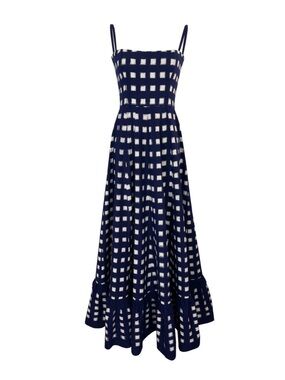 De Castro Navy Blue Checkmate Dress
